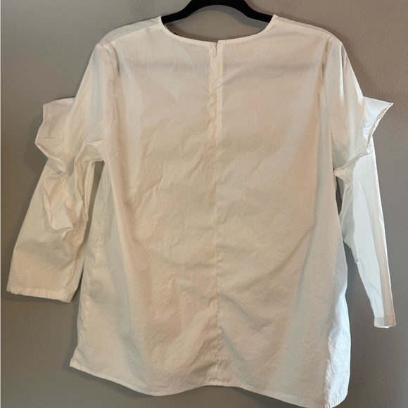 J. McLaughlin White Ruffle Sleeve Baylee Blouse Size L - Picture 5 of 14